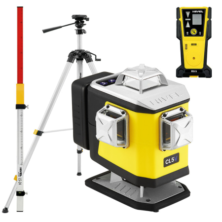 Nivel System CL5V + statyw SJJ-M1 EX + czujnik CLS-5 + łata LS-24 - laser krzyżowy fioletowy 4 × 360° 4D ze spadkami Bluetooth