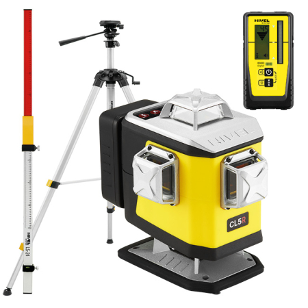 Nivel System CL5R + statyw SJJ-M1 EX + odbiornik CLS-300 Digital + łata LS-24 - laser krzyżowy czerwony 4 × 360° 4D ze spadkami Bluetooth