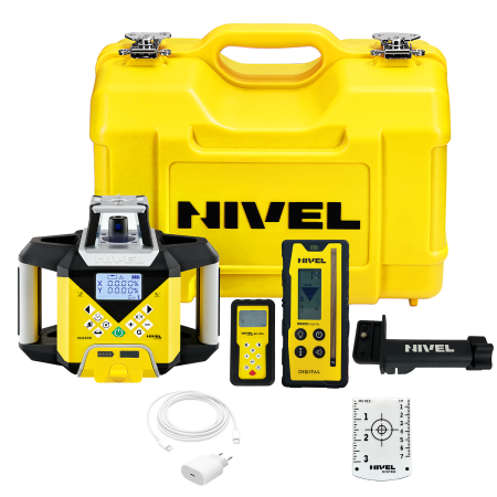 Nivel System NL640G Digital + statyw SJJ1 + łata LS-24 - zielony laser obrotowy 600 m z cyfrowymi spadkami X/Y i czujnikiem RD600 Digital